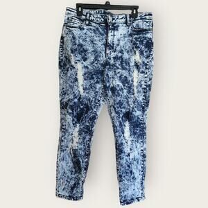 Poetic Justice Corinne Skinny Acid Wash HighRise Distressed Ankle Jeans Sz 31x29